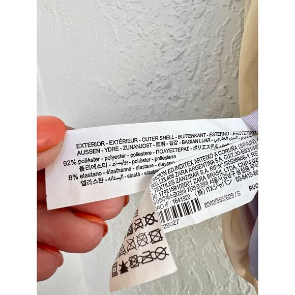 Zara Gradient Ruched Front Strapless Tulle Mini Dress Lilac/Yellow Women's Sz S - Picture 5 of 9